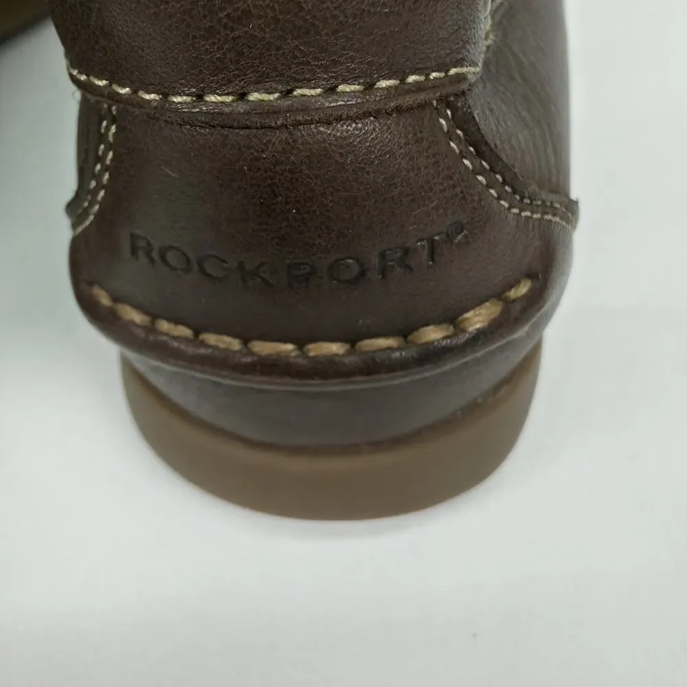 Rockport Mens 10M Handsewn Boat Shoes Brown Leather Moc Toe Casual Comfort